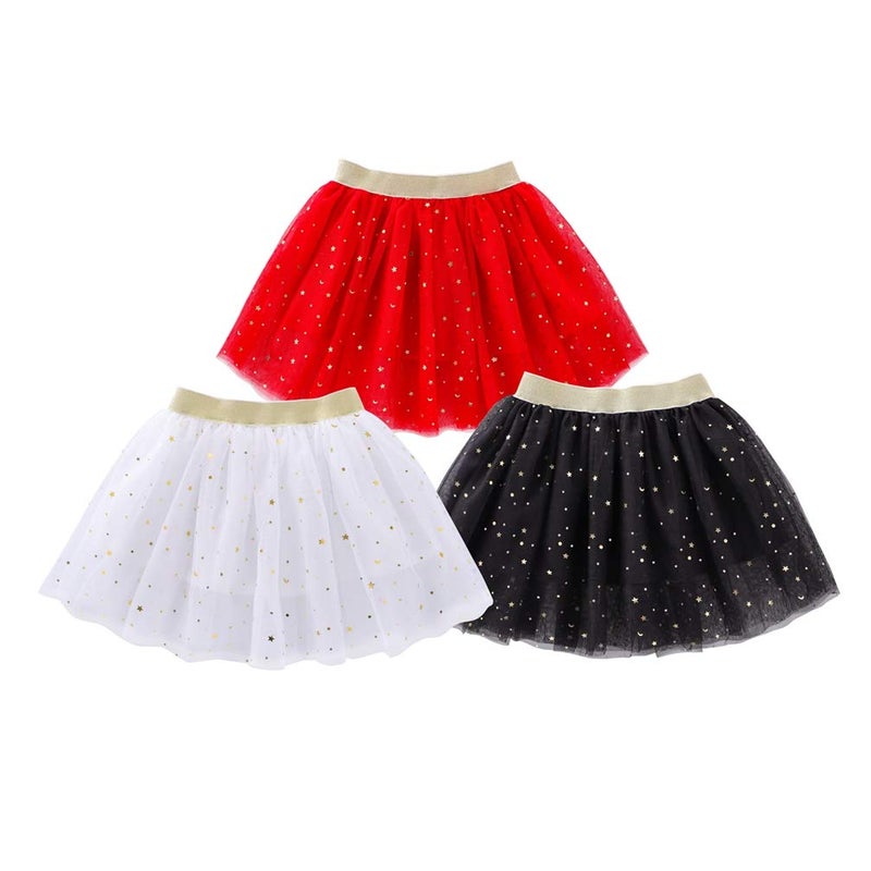Tortoise & Rabbit Toddlers Girls Sparkle Tulle Tutu Skirt with Sequins Stars Moon Sun (Black, 1-2years) - Image 5